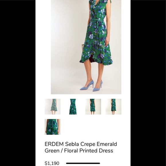 ERDEM Sebla crepe floral midi dress 10 - Picture 9 of 9